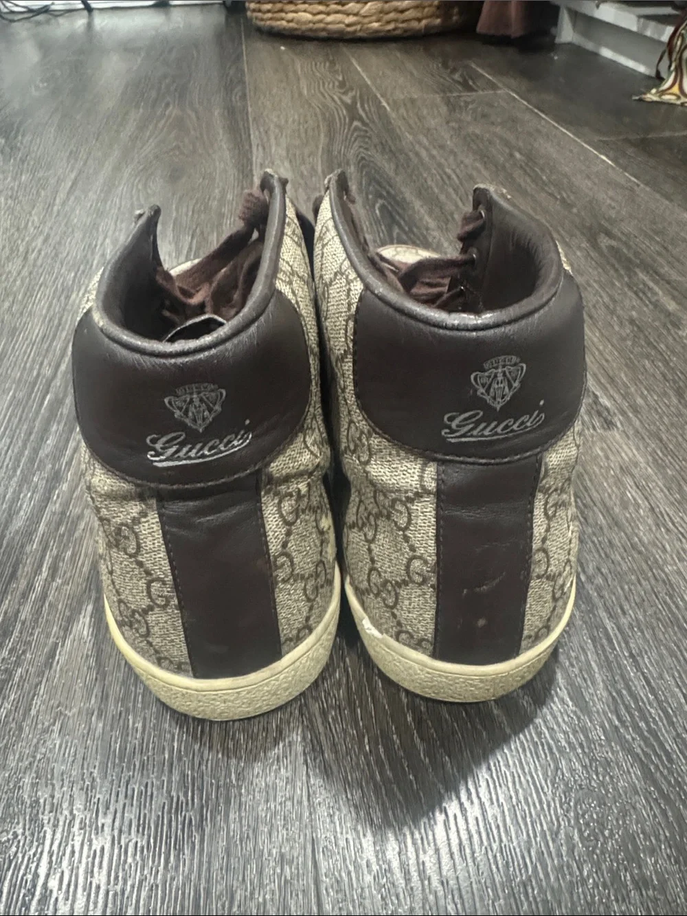 Gucci Brown GG Monogram High-Top Sneakers